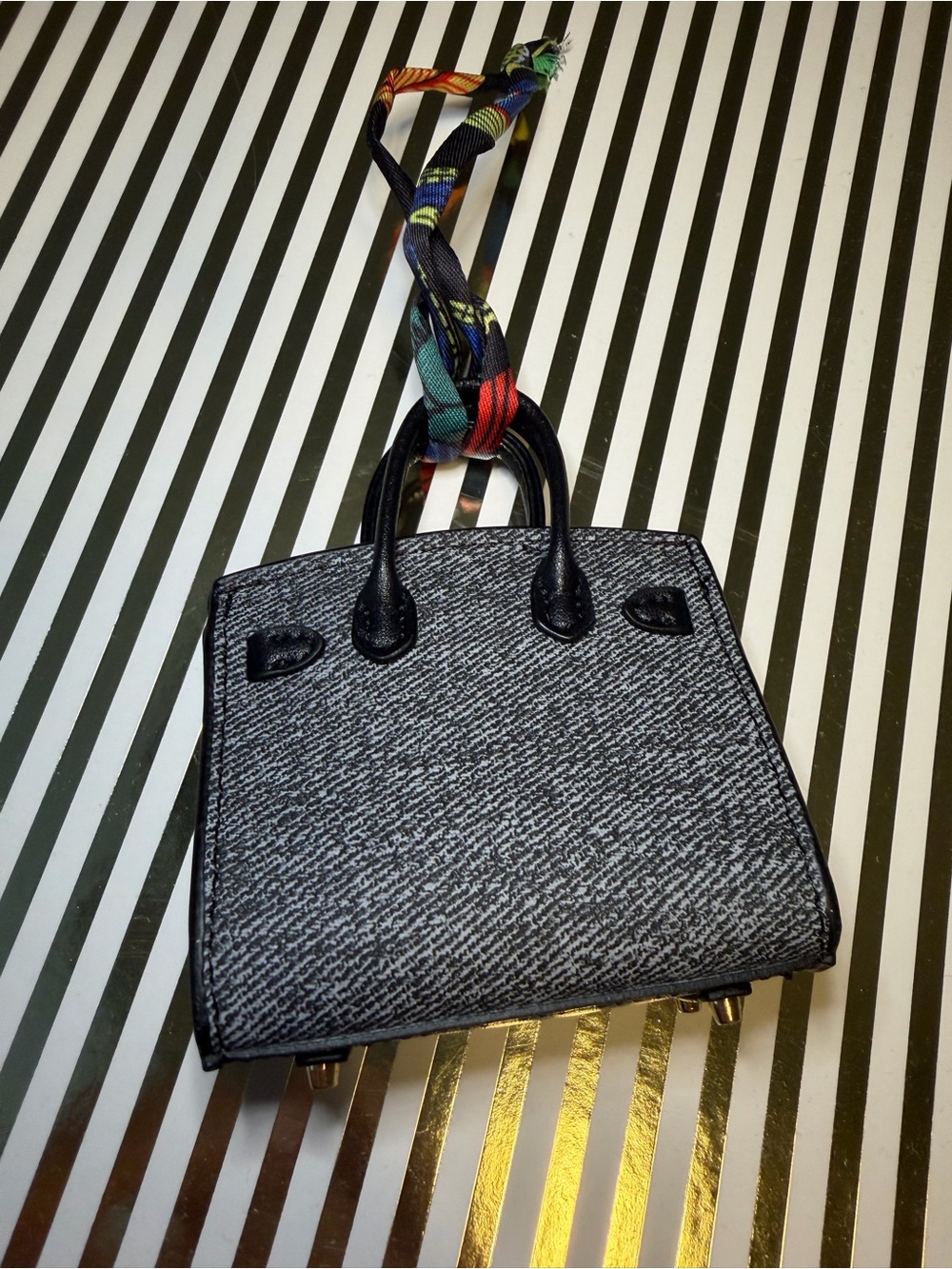 Black Birkin Bag Charm with Feet - Picture 3 of 5